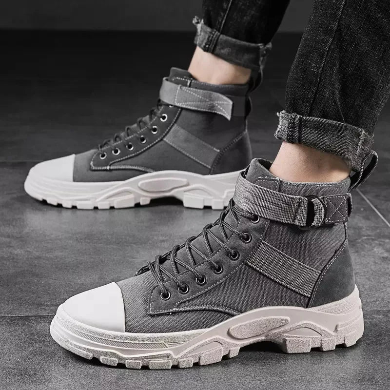 Men's Boots 2024new Breathable Canvas Boot Non Slip Hiking Boots for Men Lace Up Sneakers High Top Tooling Boot Botas Masculinas