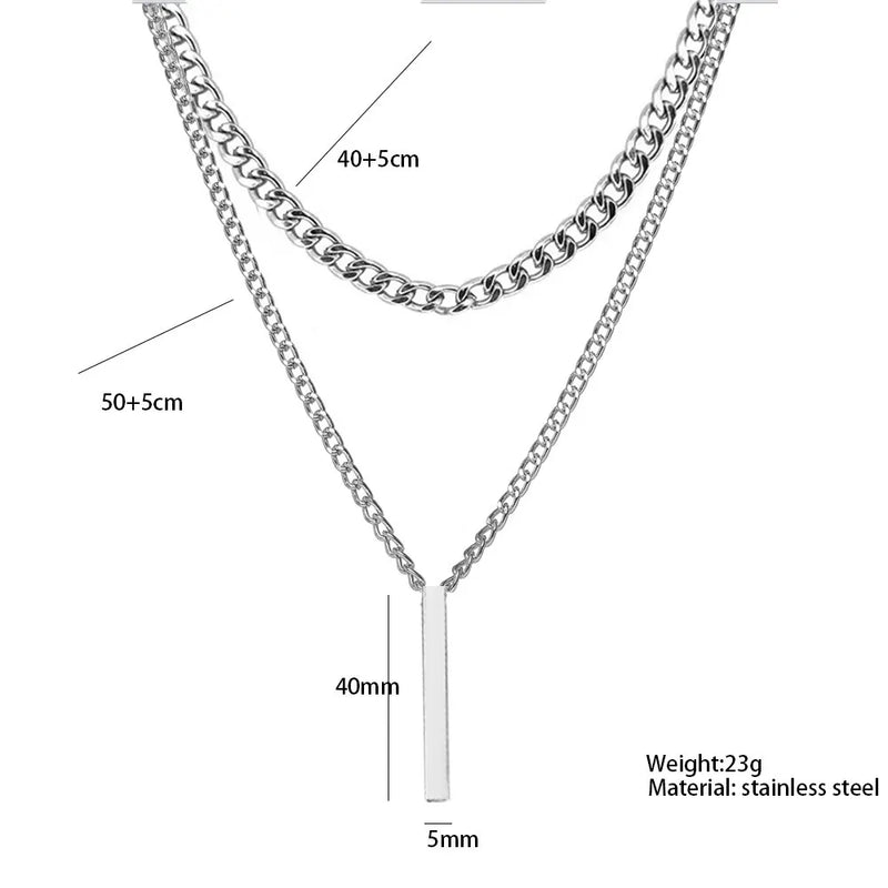 Colar vertical de aço inoxidável para homens, pingente geométrico 3D, colar glamoroso cubano, joias legais