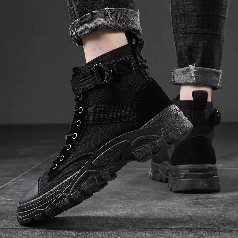 Men's Boots 2024new Breathable Canvas Boot Non Slip Hiking Boots for Men Lace Up Sneakers High Top Tooling Boot Botas Masculinas