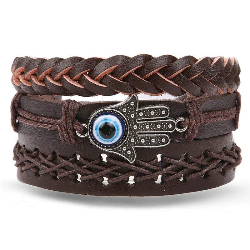 Pulseira de couro para homens, símbolo infinito, árvore da vida, guitarra, contas de madeira, pulseiras masculinas, pulseira vintage